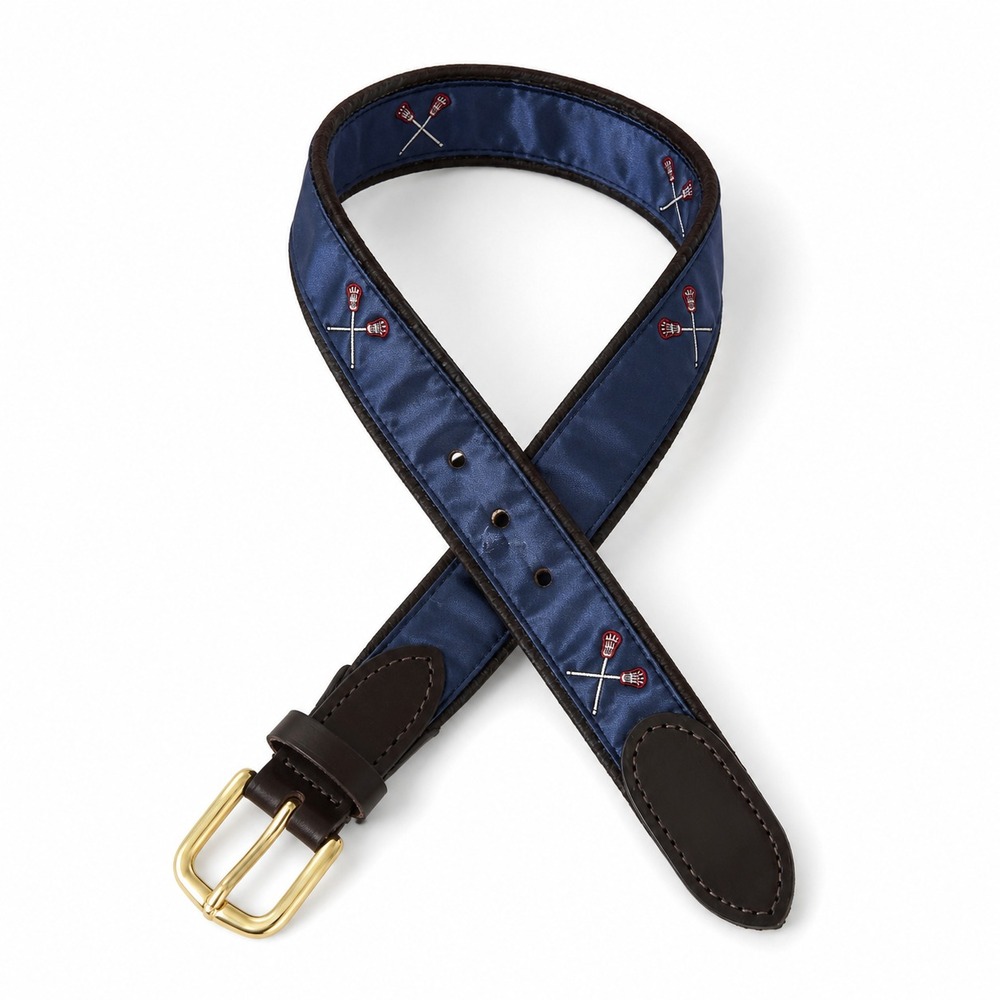Vineyard Vines Lacrosse Club Belt Size 26 Made USA Canvas Leather Brass